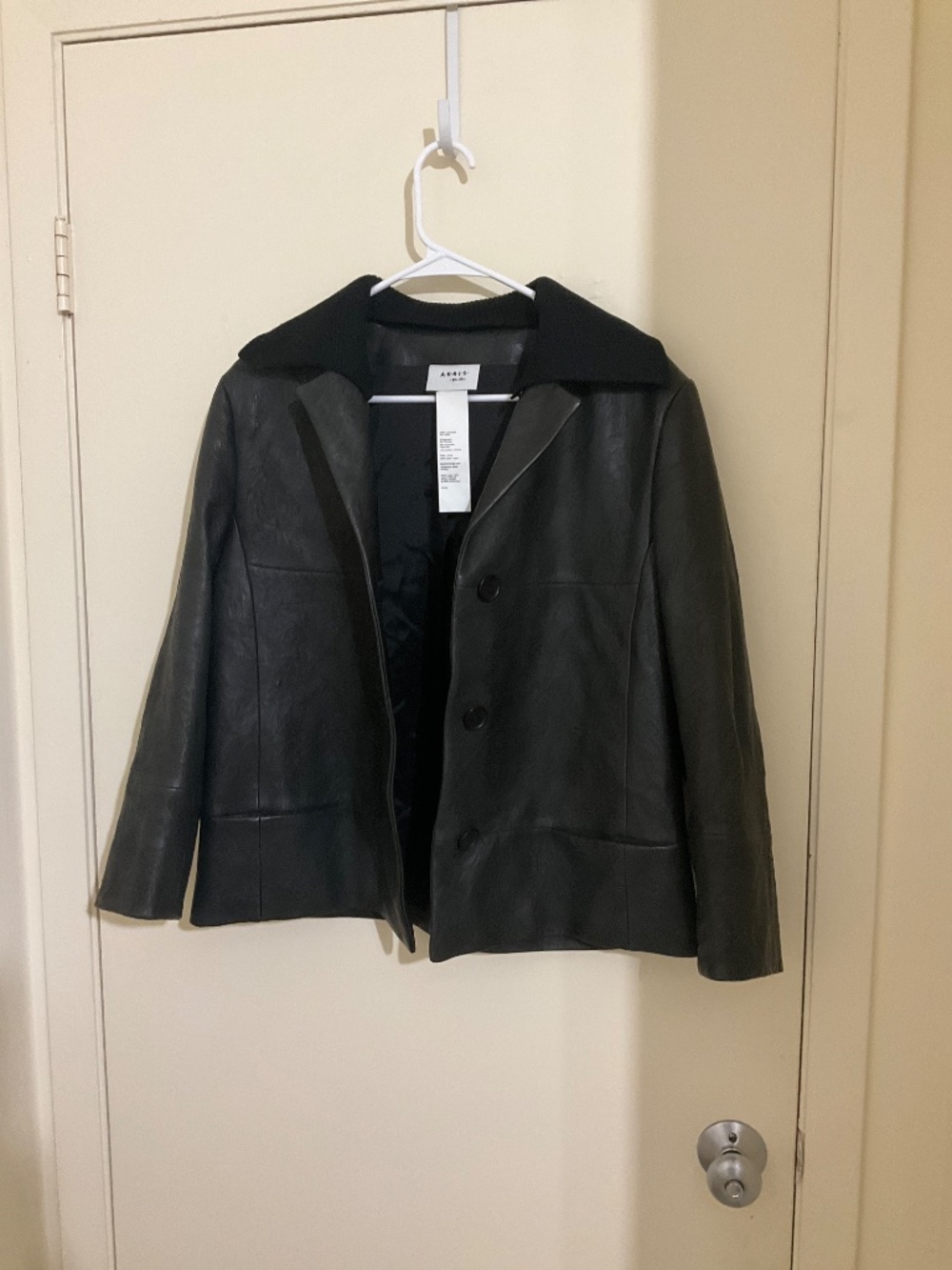 Akris punto Crinkled Leather Jacket With Detachable Knit Collar - Picture 4 of 11